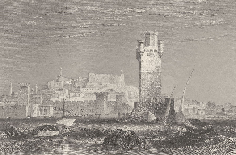 GREECE. Rhodes ; Finden 1833 old antique vintage print picture